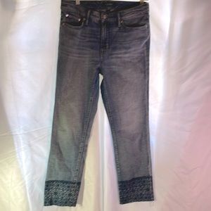 LAUREN Ralph Lauren denim pants w/embroidered crop edge